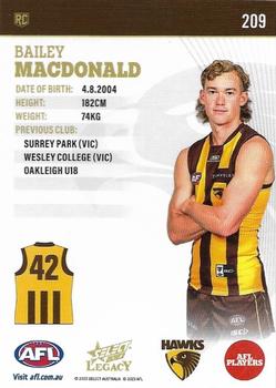 2023 Select AFL Legacy #209 Bailey Macdonald Back